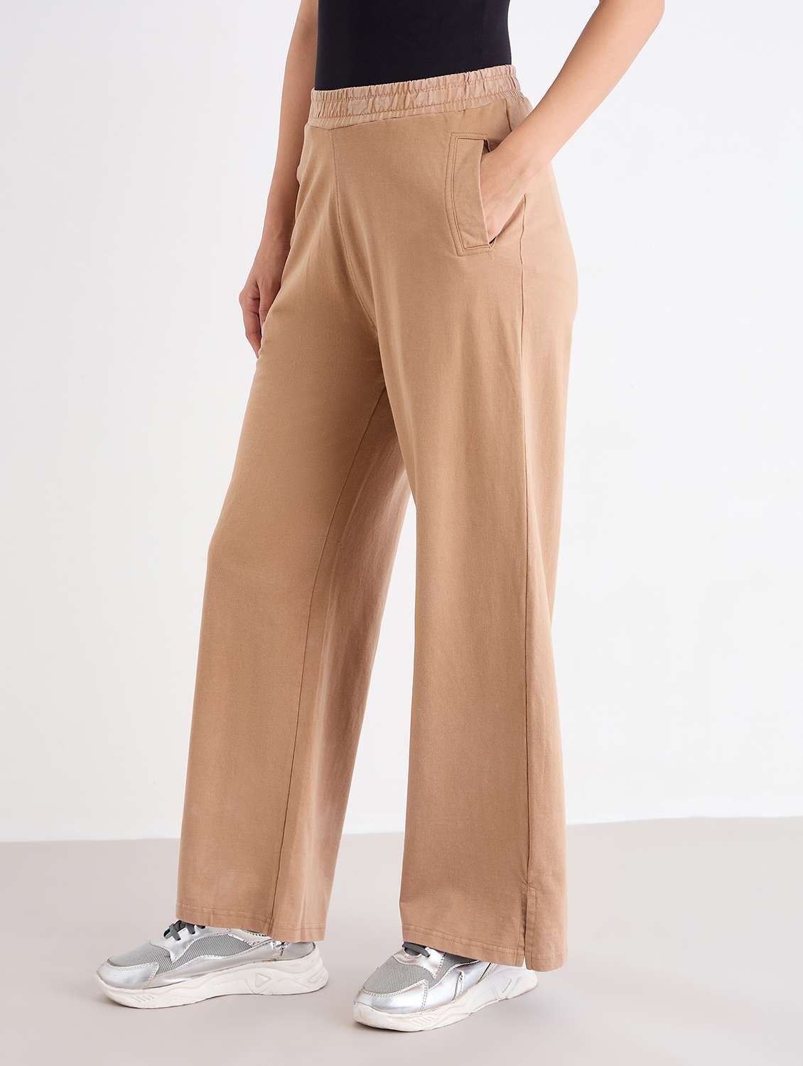 women solid mid rise track pant - 22176734 -  Standard Image - 1
