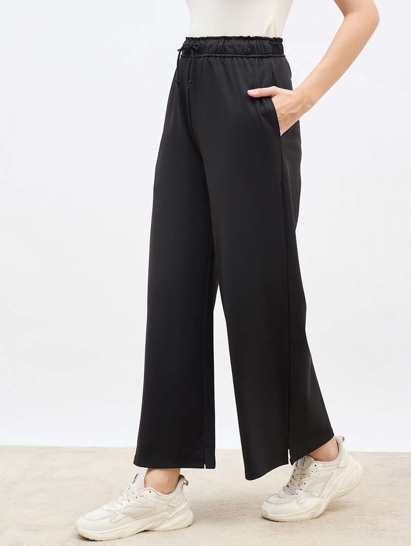women solid mid rise track pant - 22176738 -  Standard Image - 1