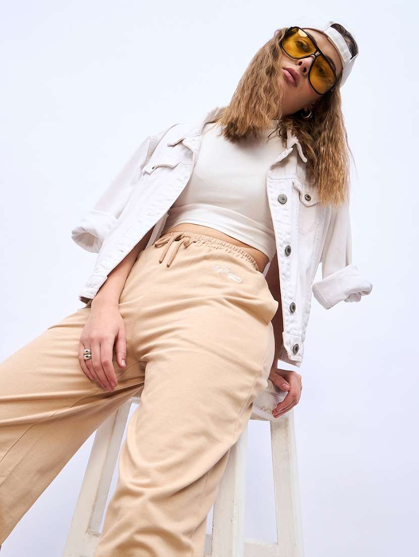 women beige solid mid rise jogger - 22176742 -  Standard Image - 4