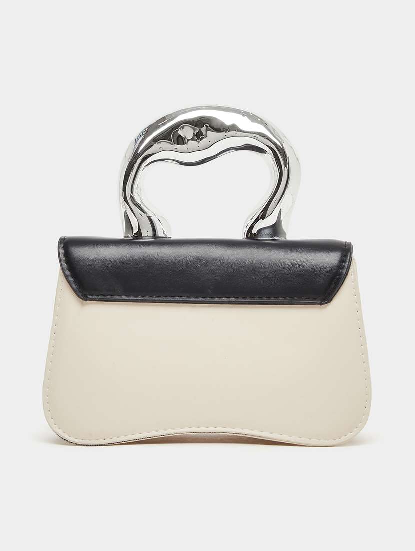 women cream color blocked handbag - 22176745 -  Standard Image - 1