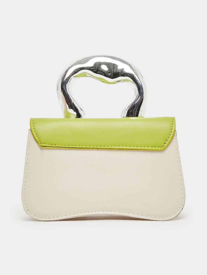 women cream color blocked handbag - 22176746 -  Standard Image - 1