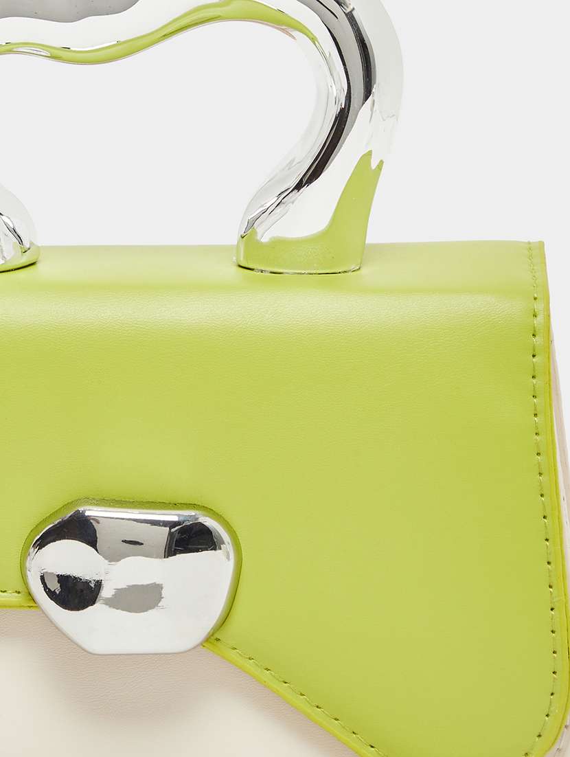 women cream color blocked handbag - 22176746 -  Standard Image - 4