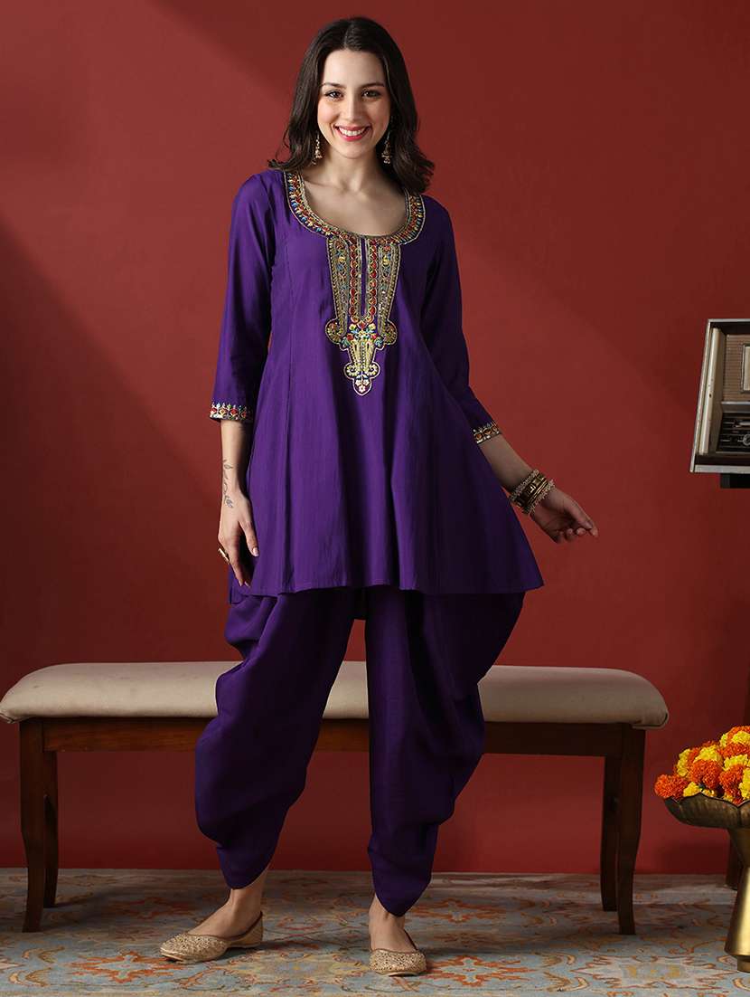women embroidered kurta and dhoti co-ord set