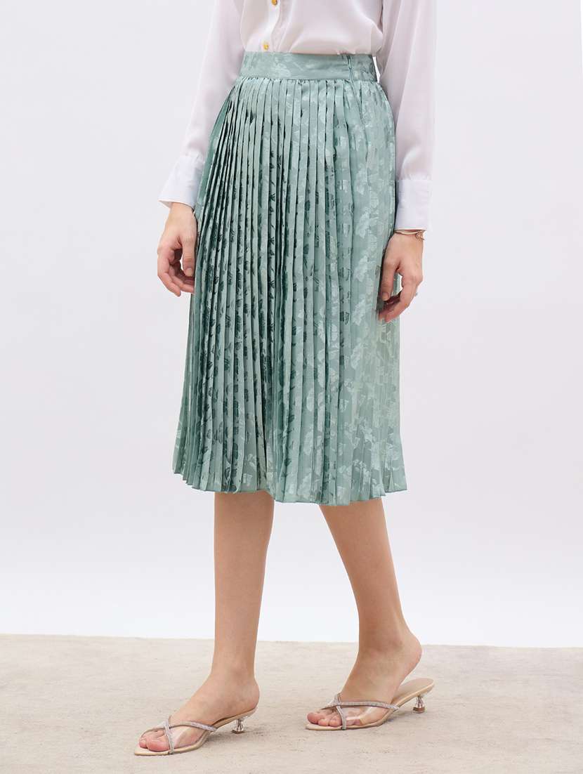 women self designed high rise pleated skirt - 22176793 -  Standard Image - 1