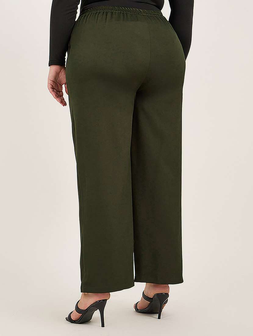 women plus size solid high rise staright trouser - 22176802 -  Standard Image - 1