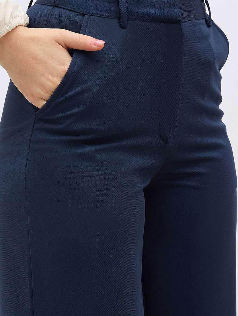 women solid high rise wide leg trouser - 22176803 -  Standard Image - 4