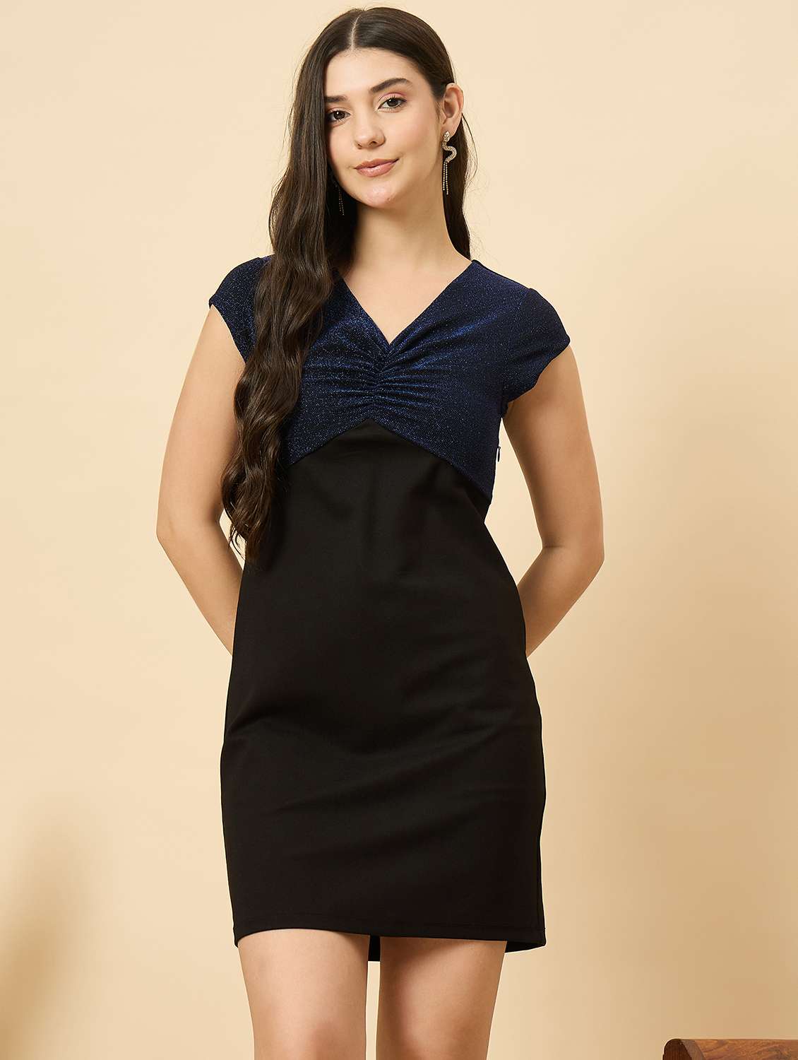 women solid short sleeve bodycon dress - 22176809 -  Standard Image - 1