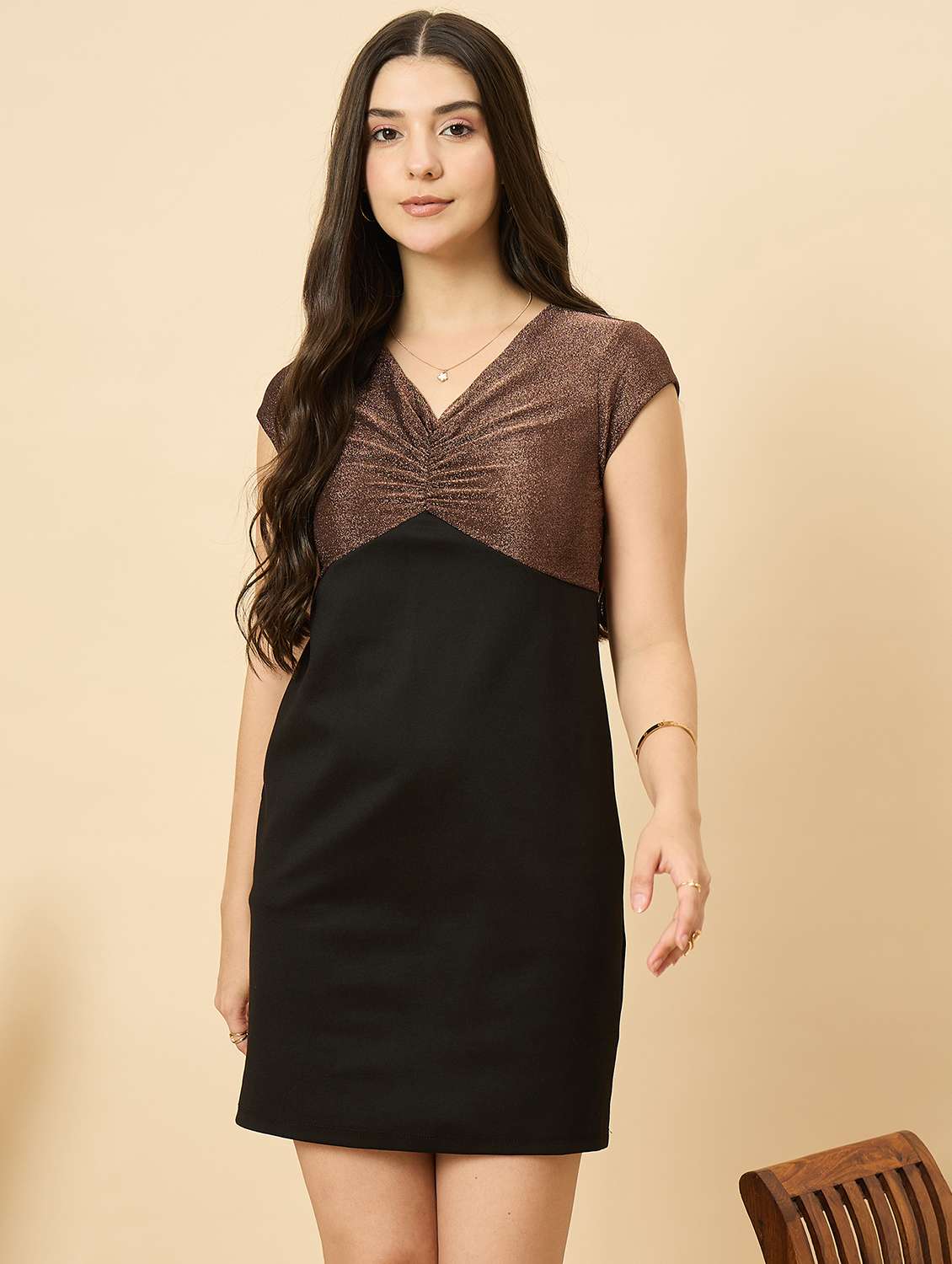 women solid short sleeve bodycon dress - 22176810 -  Standard Image - 1