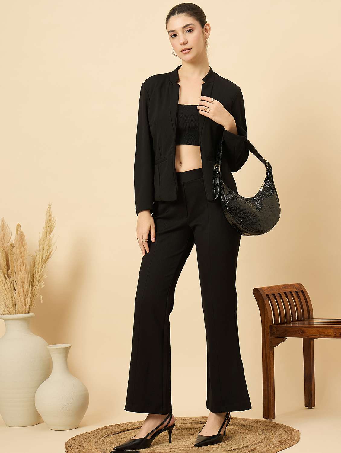 women solid mid rise bootcut trouser - 22176811 -  Standard Image - 4