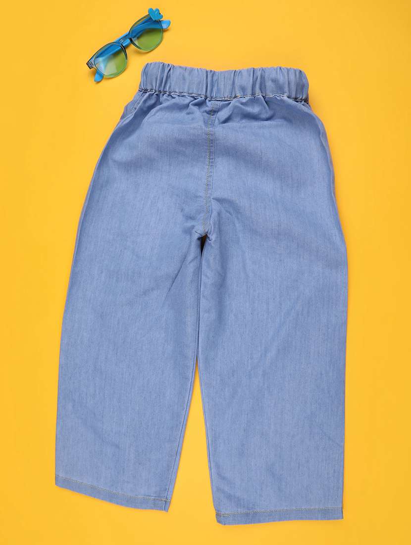 girls blue denim printed jeans - 22176843 -  Standard Image - 1