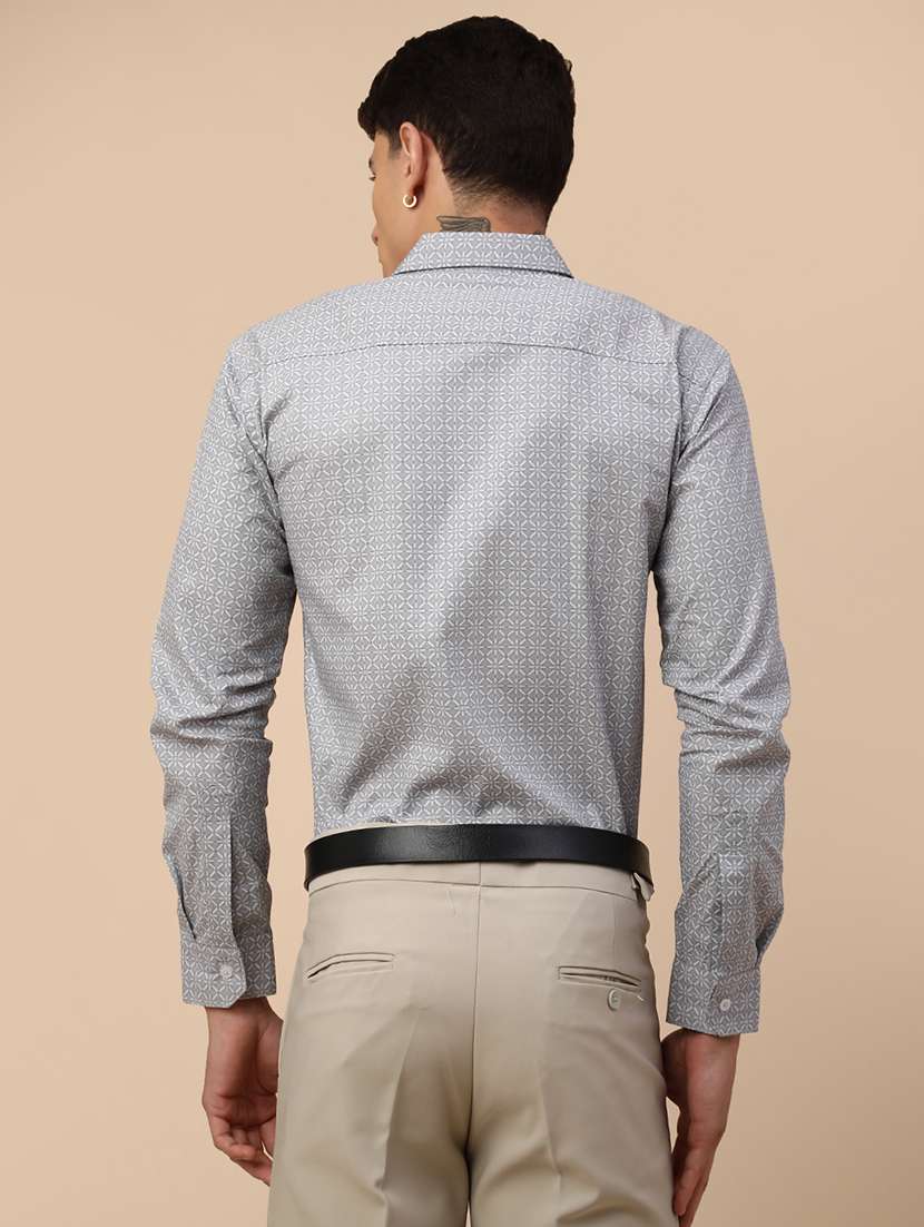 grey cotton formal shirt - 22176855 -  Standard Image - 4
