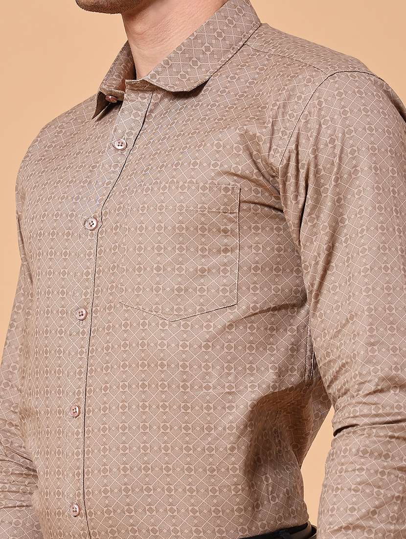 men printed long sleeve slim fit formal shirt - 22176860 -  Standard Image - 1