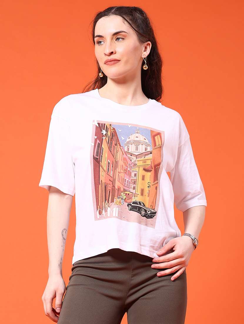 women printed short sleeve t-shirt