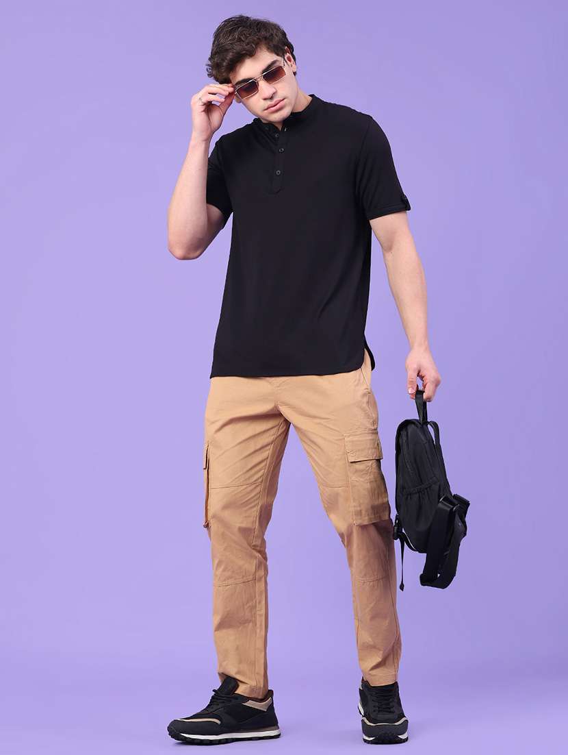 men solid mid rise regular fit cargo  - 22176890 -  Standard Image - 4
