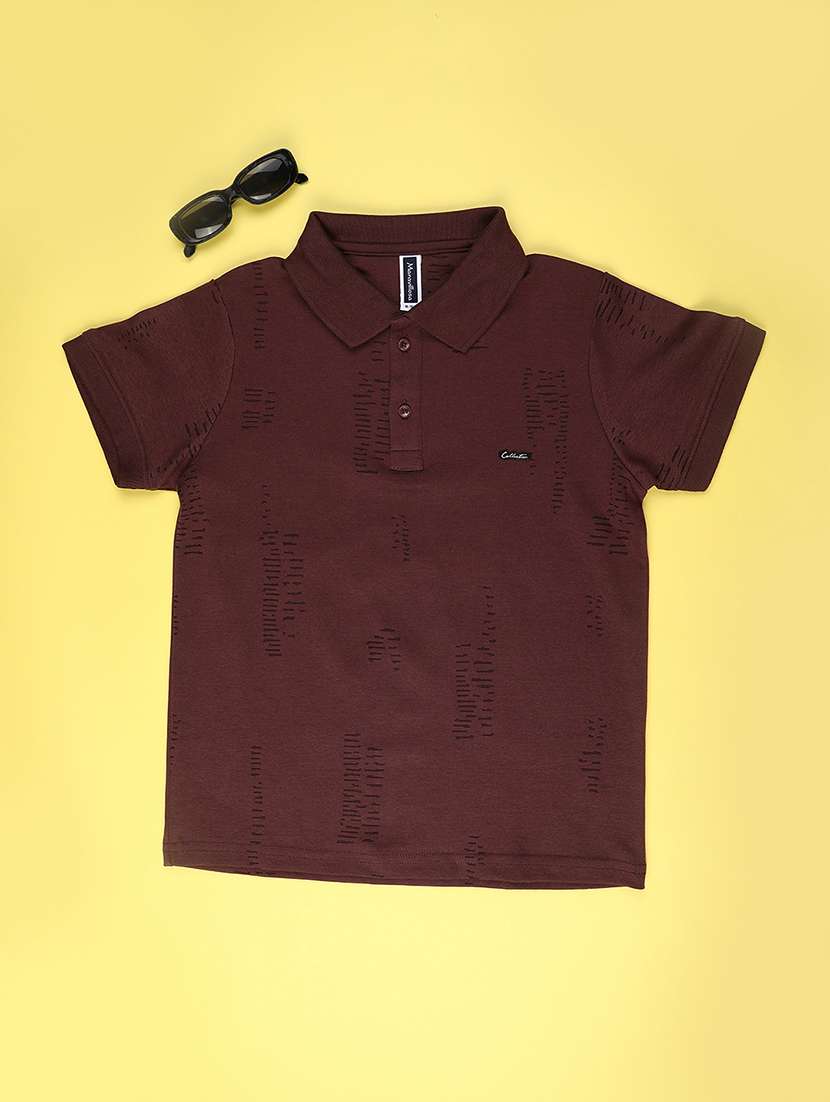 boys solid polo neck t-shirt