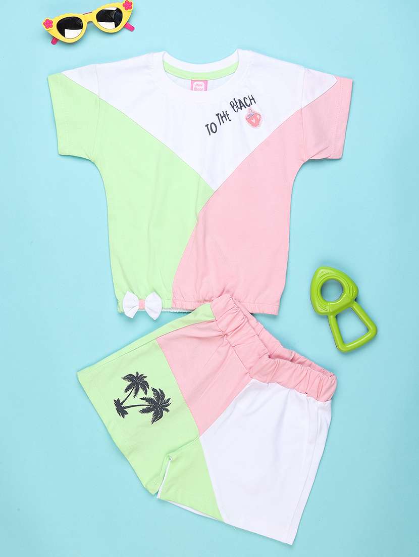 boys color block short sleeve t-shirt & shorts co-ords set - 22176950 -  Standard Image - 1