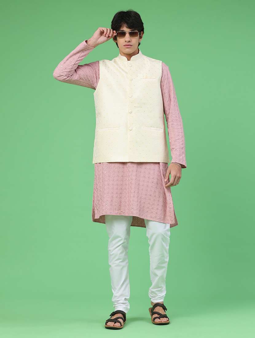 men self design mandarin neck nehru jacket - 22176967 -  Standard Image - 4