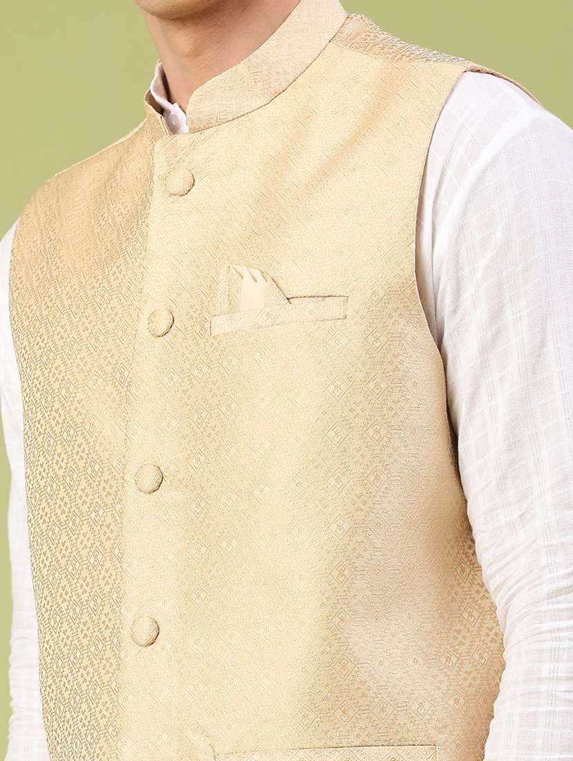 men self design mandarin neck nehru jacket - 22176968 -  Standard Image - 1