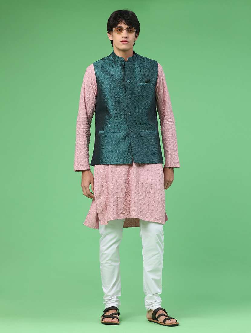 men self design mandarin neck nehru jacket - 22176969 -  Standard Image - 4