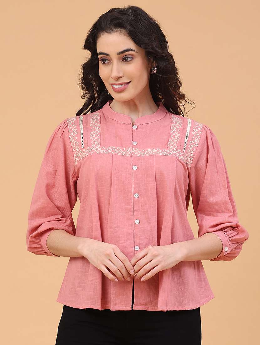 Women Embroidered Three Quarter Sleeves Regular Top - 22176973 -  Standard Image - 1