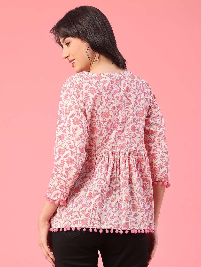 women floral three quarter sleeve flared tunic - 22177013 -  Standard Image - 4