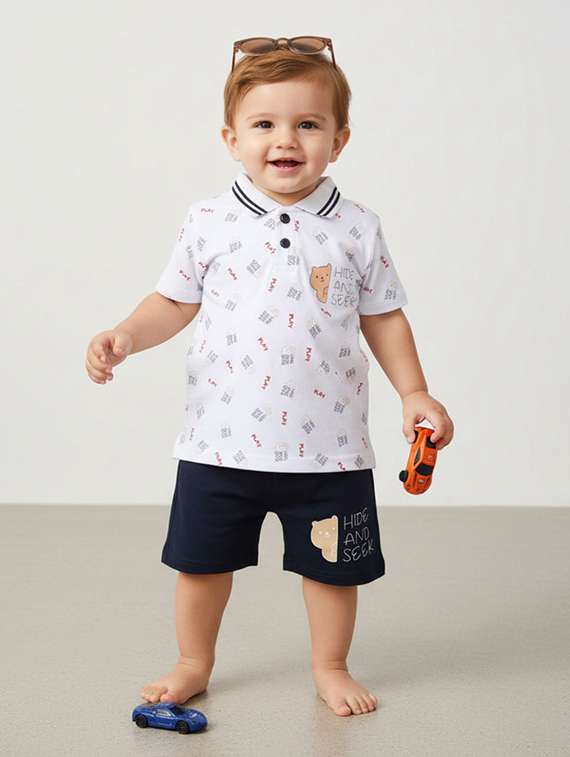 white cotton combo coords set - 22177015 -  Standard Image - 1