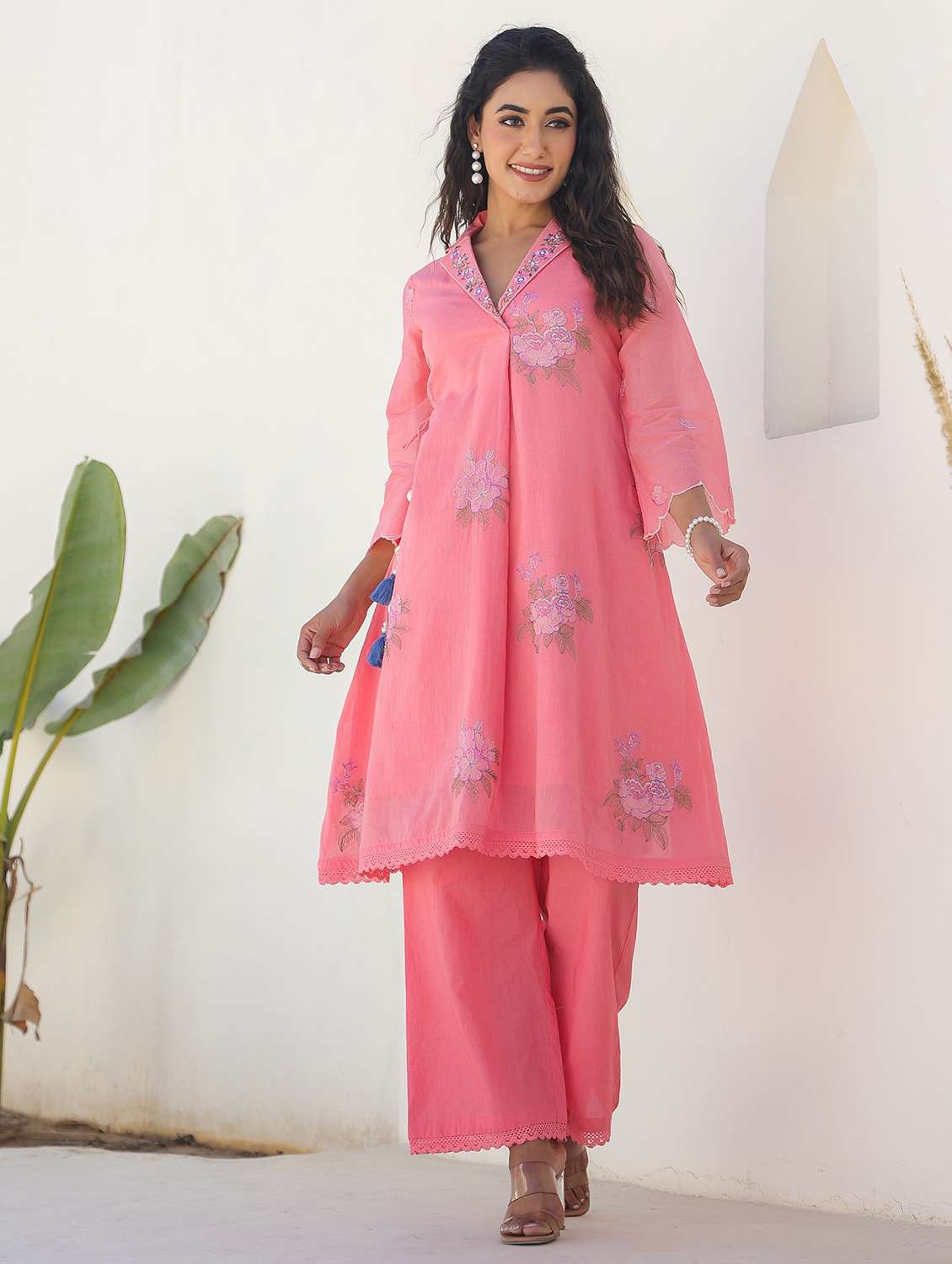 women three quarter sleeve regular fit ethnic co-ord set - 22177030 -  Standard Image - 1