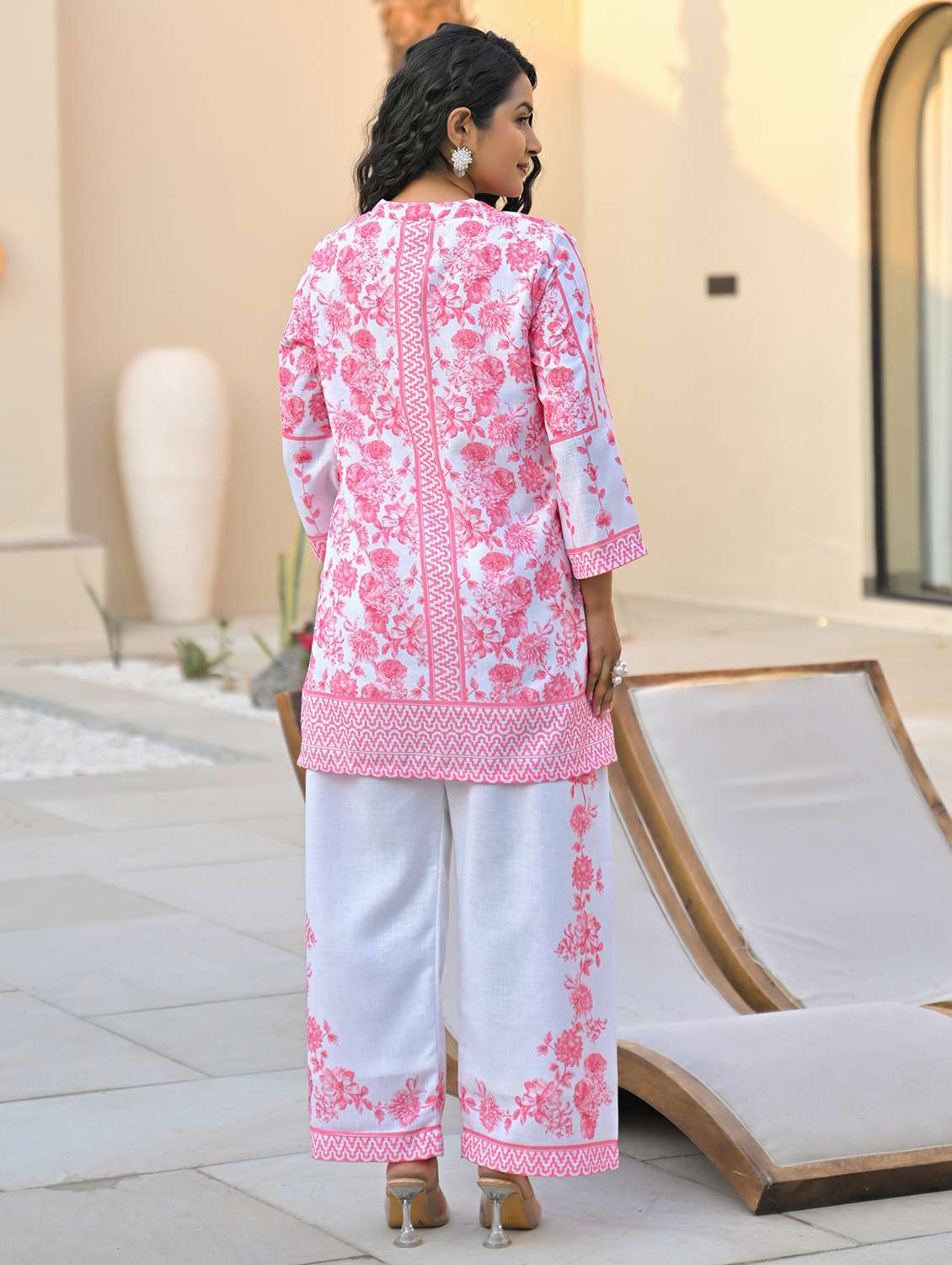 women floral three quarter sleeve regular fit ethnic co-ord set - 22177033 -  Standard Image - 4