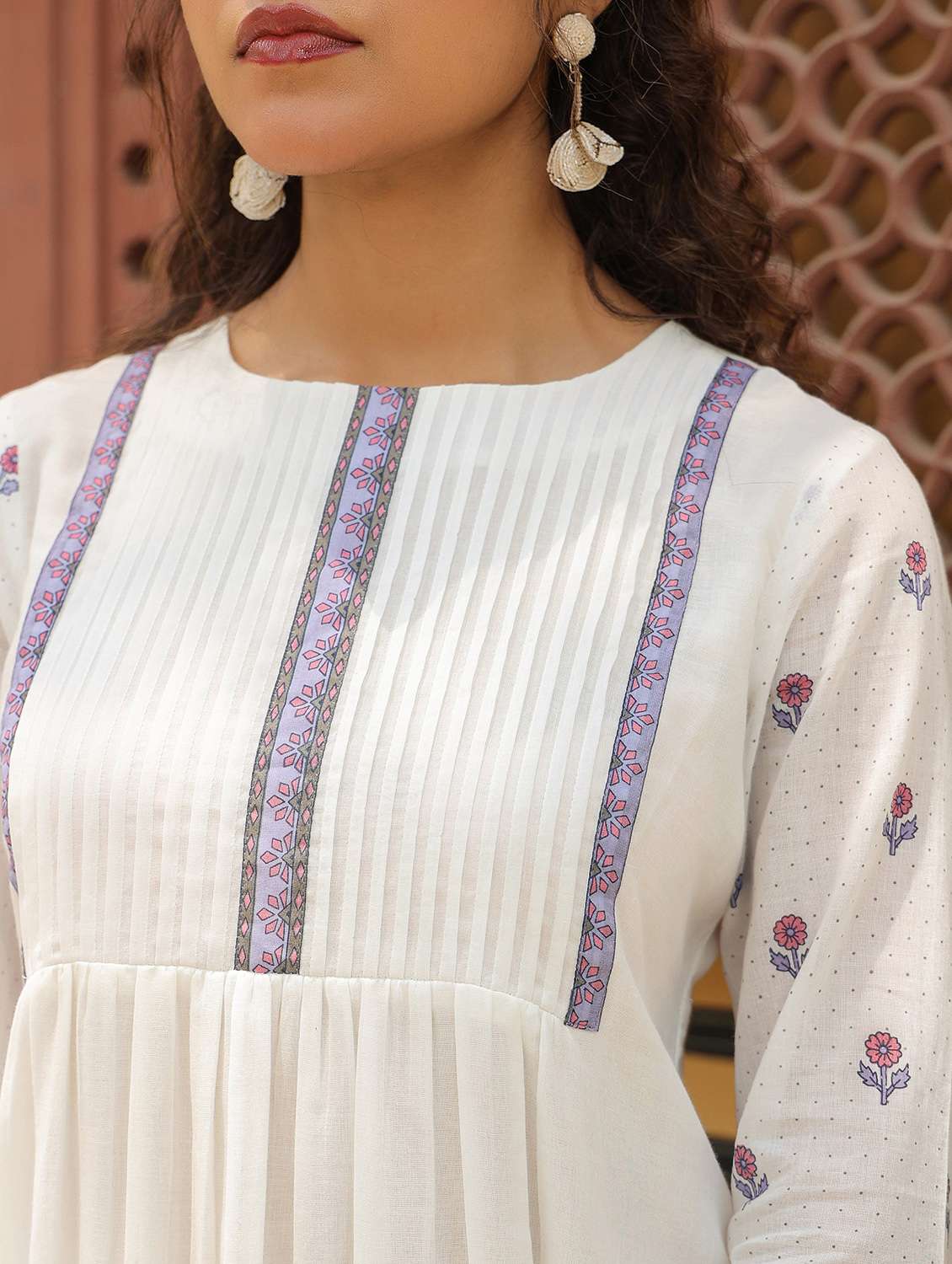 women printed three quarter sleeve regular fit ethnic co-ord set - 22177038 -  Standard Image - 4