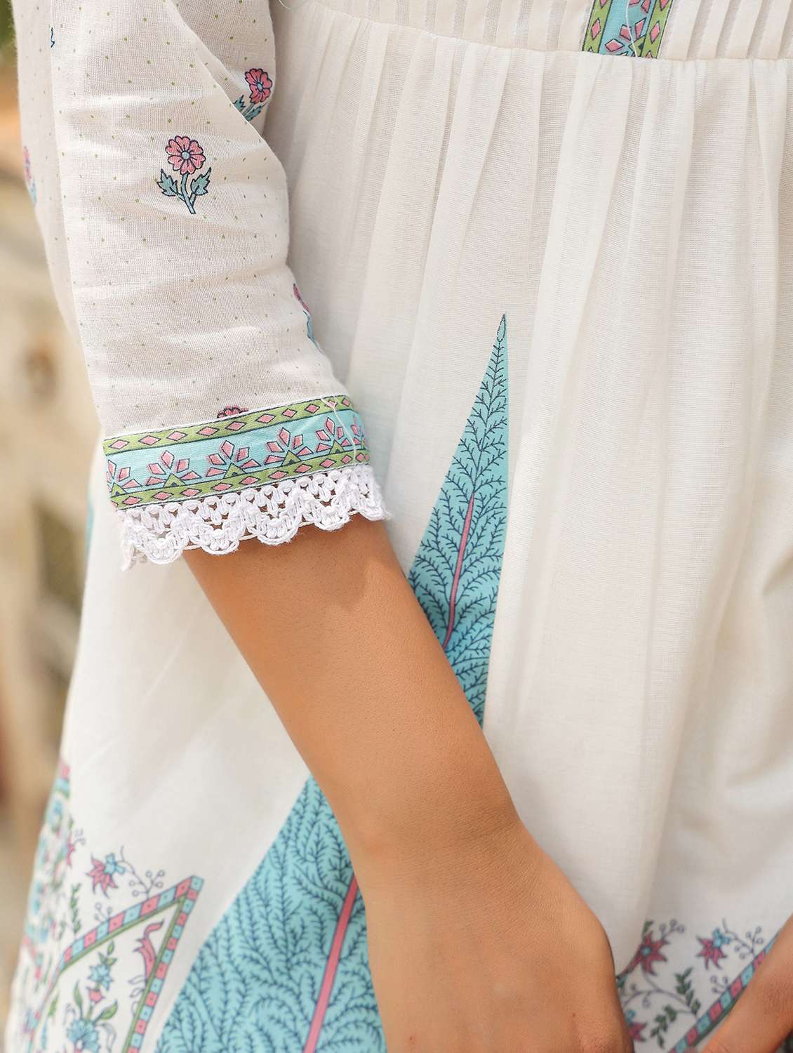 women printed three quarter sleeve regular fit ethnic co-ord set - 22177040 -  Standard Image - 4