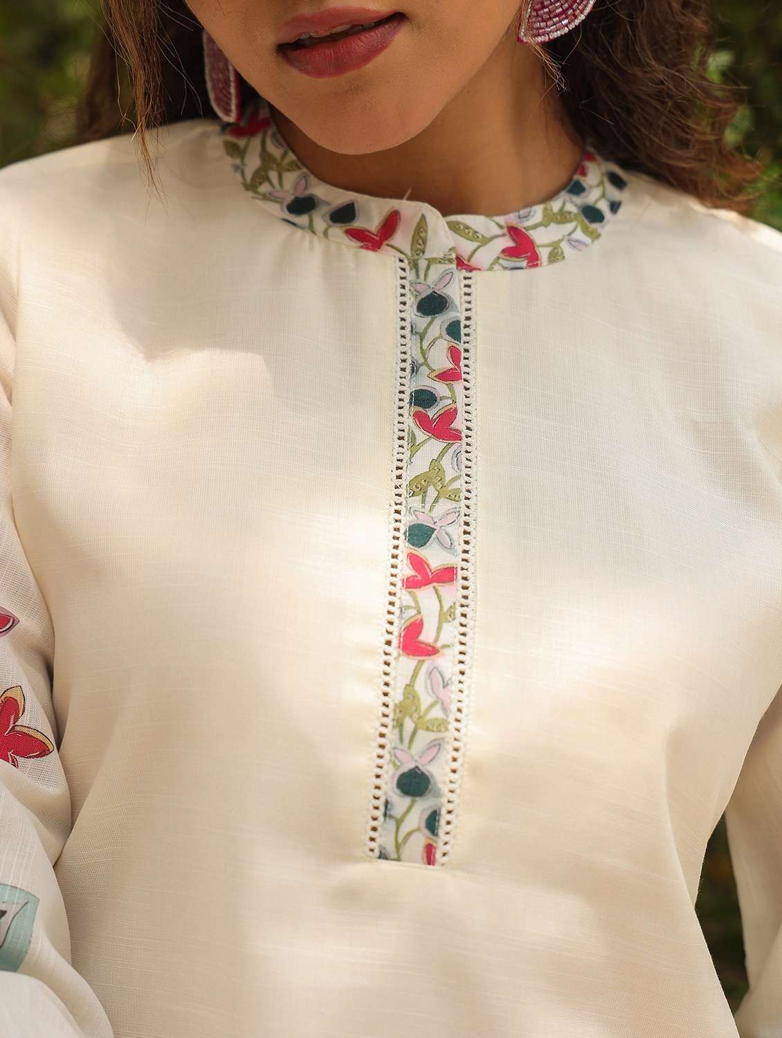 women floral printed three quarter sleeve regular fit ethnic co-ord set - 22177041 -  Standard Image - 4