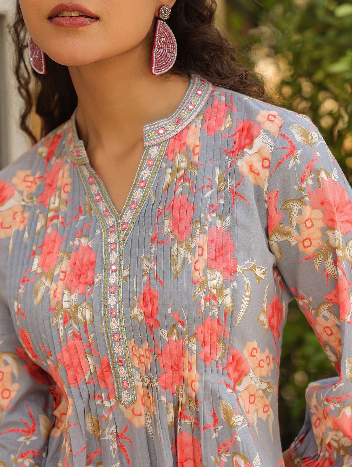 women floral printed three quarter sleeve ethnic co-ord set - 22177043 -  Standard Image - 4