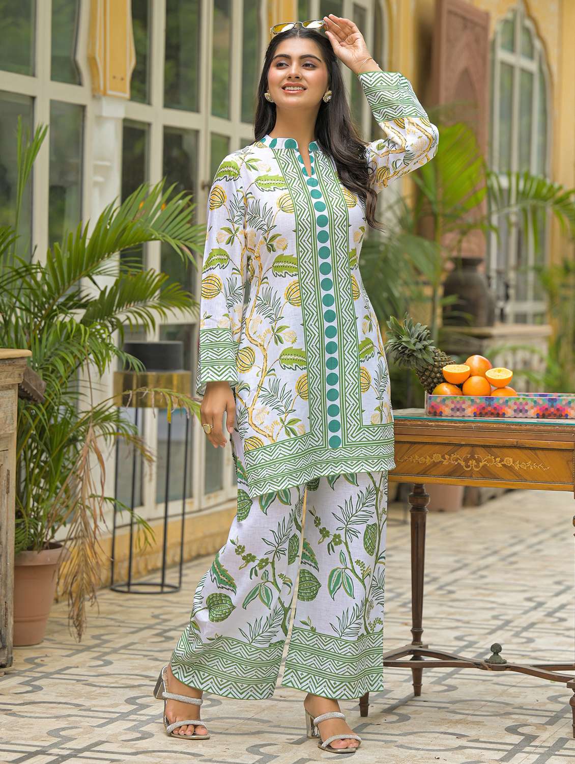 women printed long sleeve regular fit ethnic co-ord set - 22177048 -  Standard Image - 4