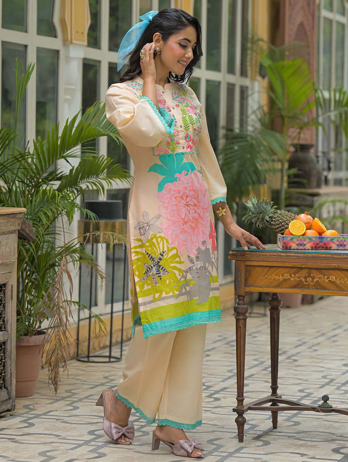 women floral printed long sleeve regular fit ethnic co-ord set - 22177049 -  Standard Image - 1