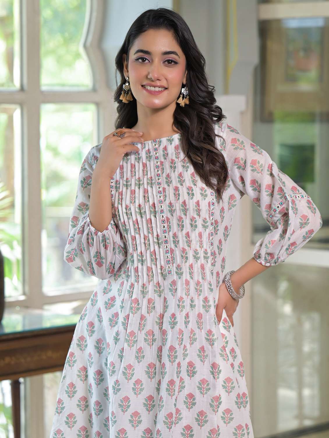 women floral printed three quarter sleeve kurta palazzo set - 22177051 -  Standard Image - 4