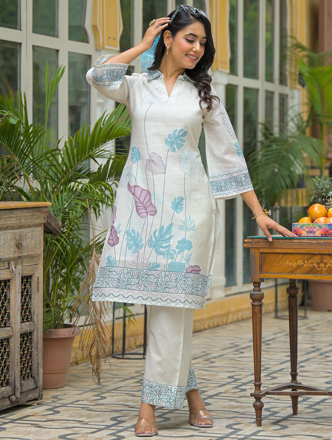 women printed long sleeve regular fit ethnic co-ord set - 22177053 -  Standard Image - 1