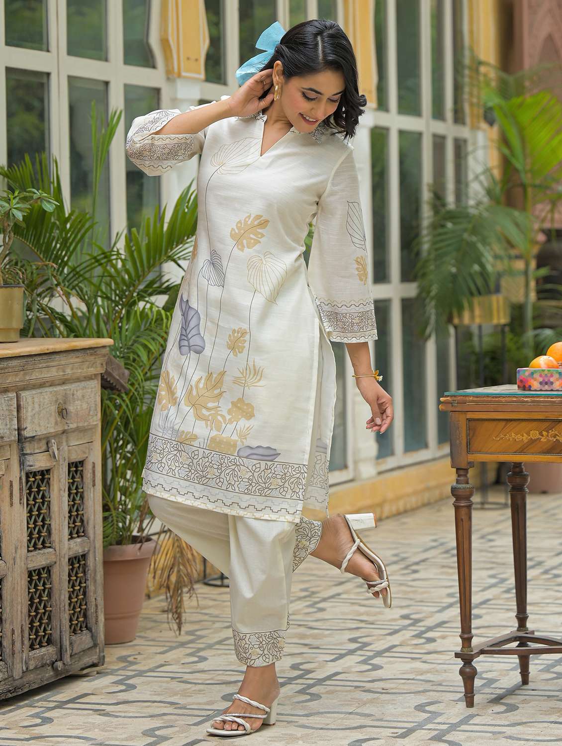 women printed long sleeve regular fit ethnic co-ord set - 22177056 -  Standard Image - 1