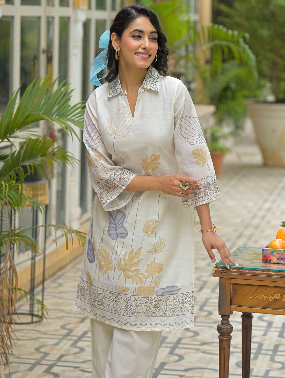 women printed long sleeve regular fit ethnic co-ord set - 22177056 -  Standard Image - 4