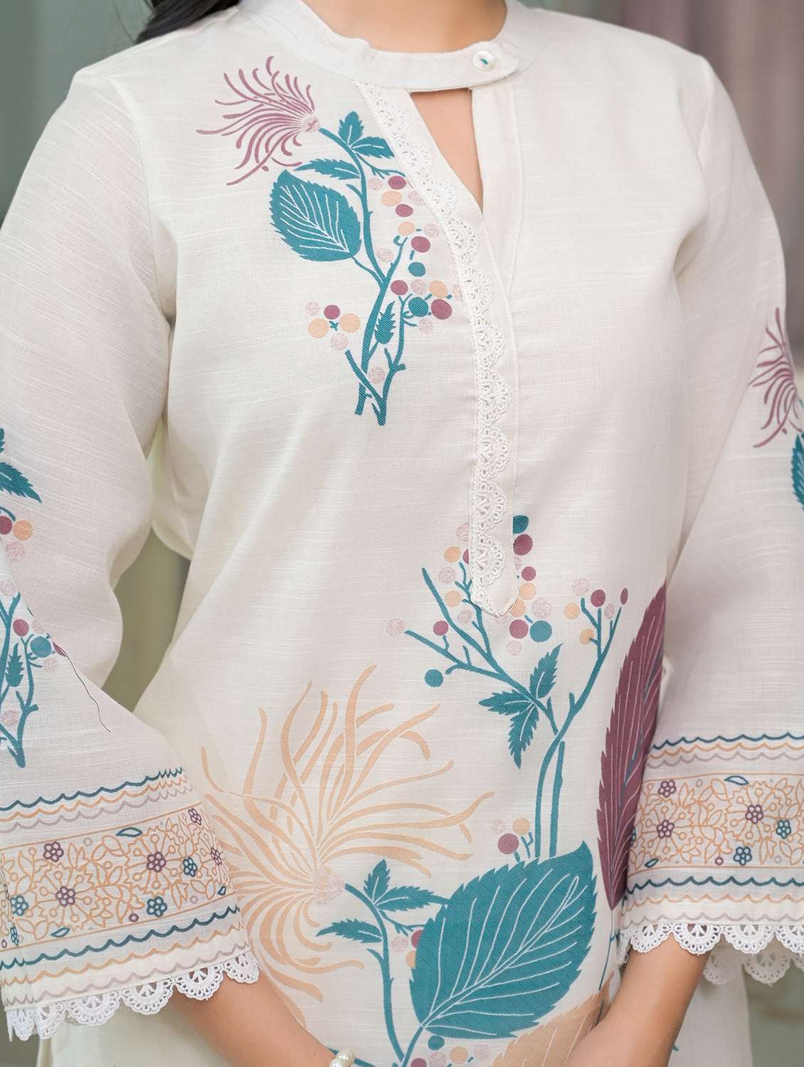 women printed three quarter sleeve regular fit ethnic co-ord set - 22177062 -  Standard Image - 6