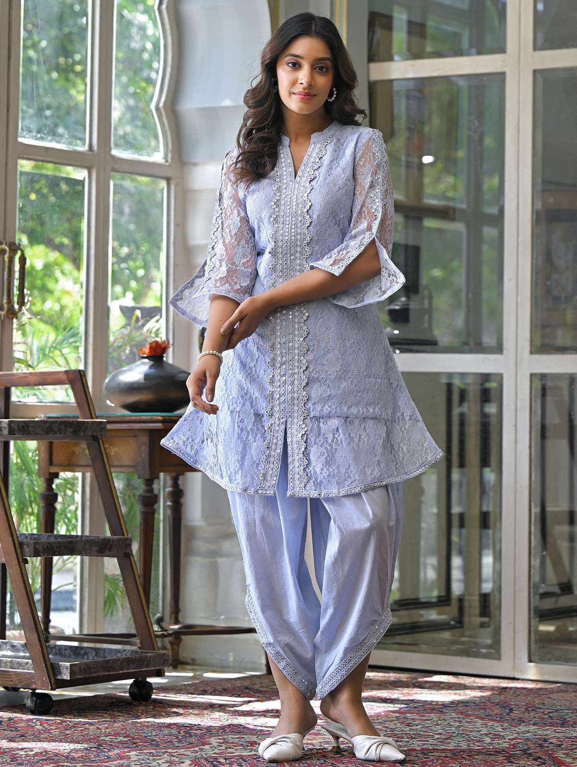 women self design three quarter sleeve ethnic co-ord set - 22177065 -  Standard Image - 1