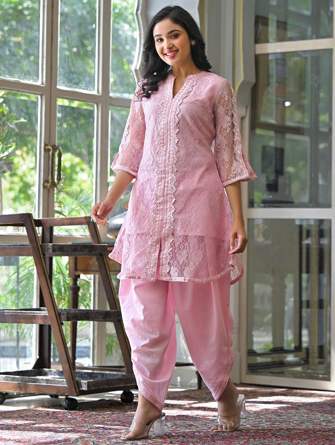 women self design three quarter sleeve ethnic co-ord set - 22177066 -  Standard Image - 1