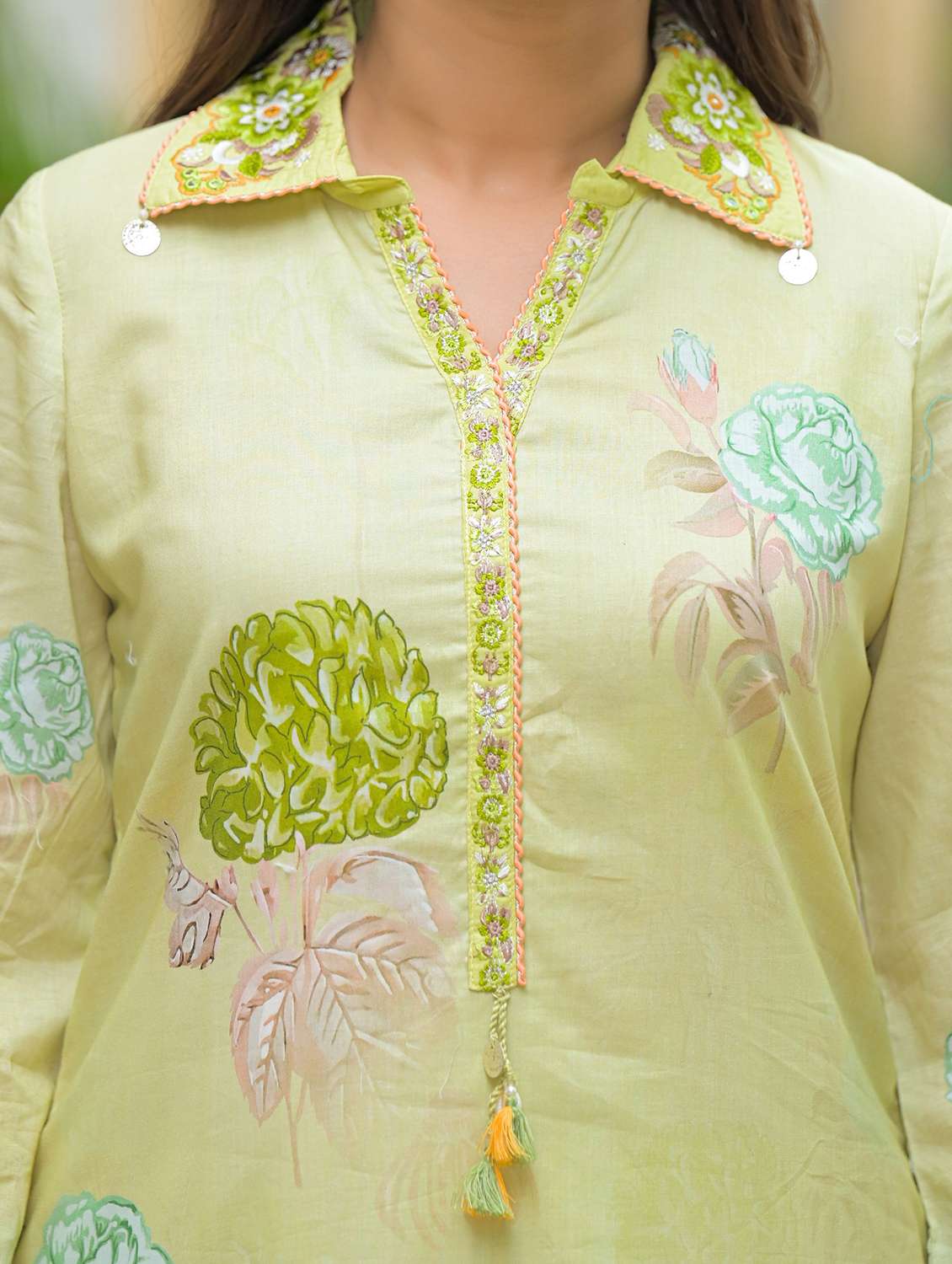 women floral printed three quarter sleeve regular fit ethnic co-ord set - 22177068 -  Standard Image - 6