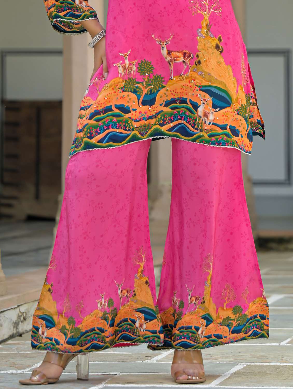 women printed three quarter sleeve regular fit ethnic co-ord set - 22177070 -  Standard Image - 6