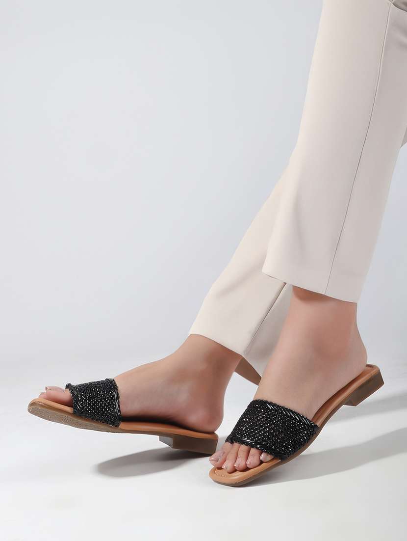 women black slip on sandal - 22177073 -  Standard Image - 1