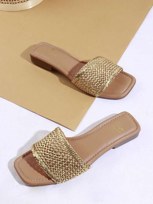 women gold slip on sandal - 22177074 -  Standard Image - 0