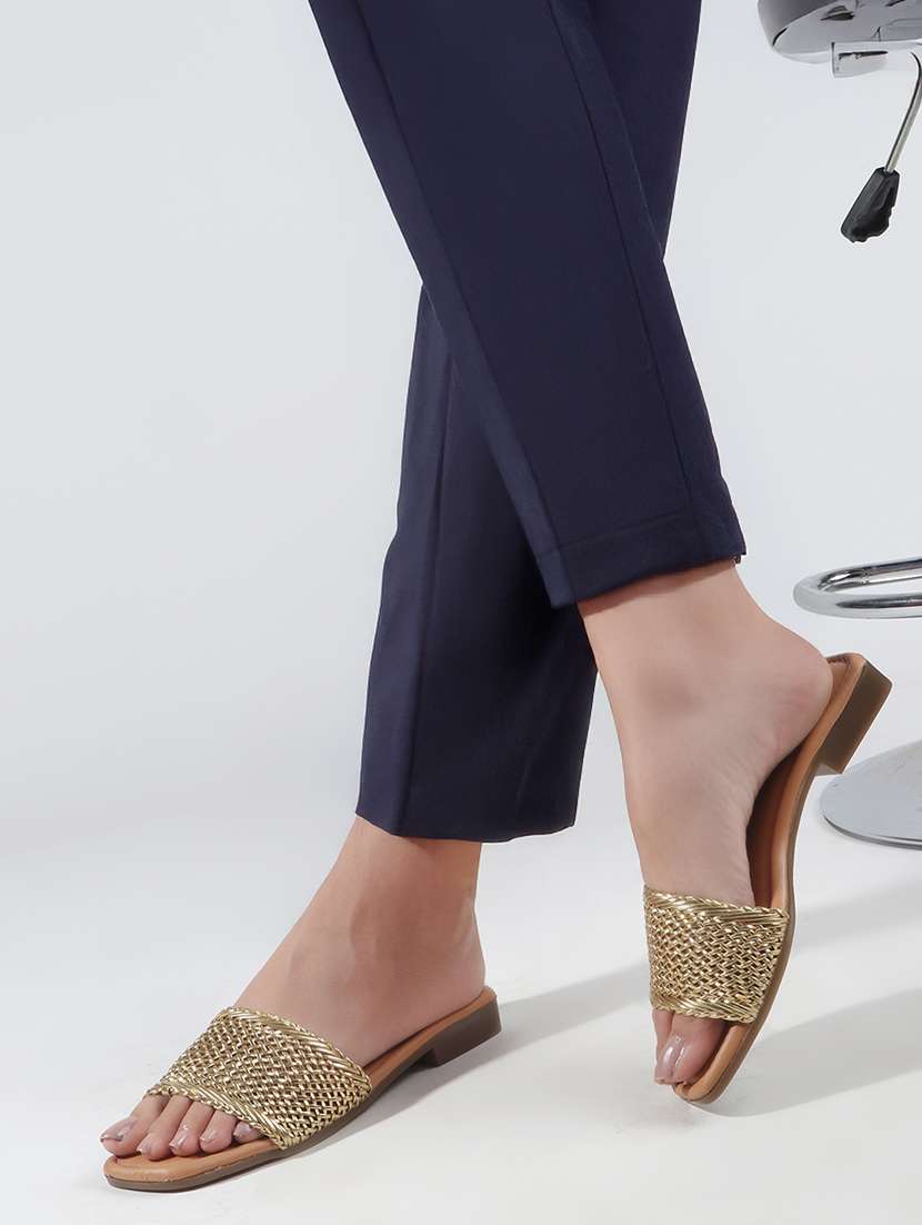 women gold slip on sandal - 22177074 -  Standard Image - 1