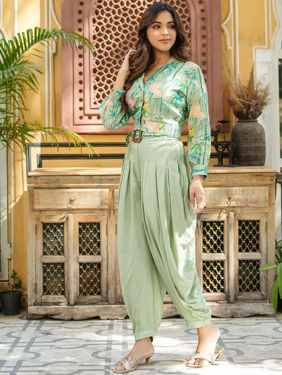 women printed long sleeve ethnic co-ord set - 22177093 -  Standard Image - 1