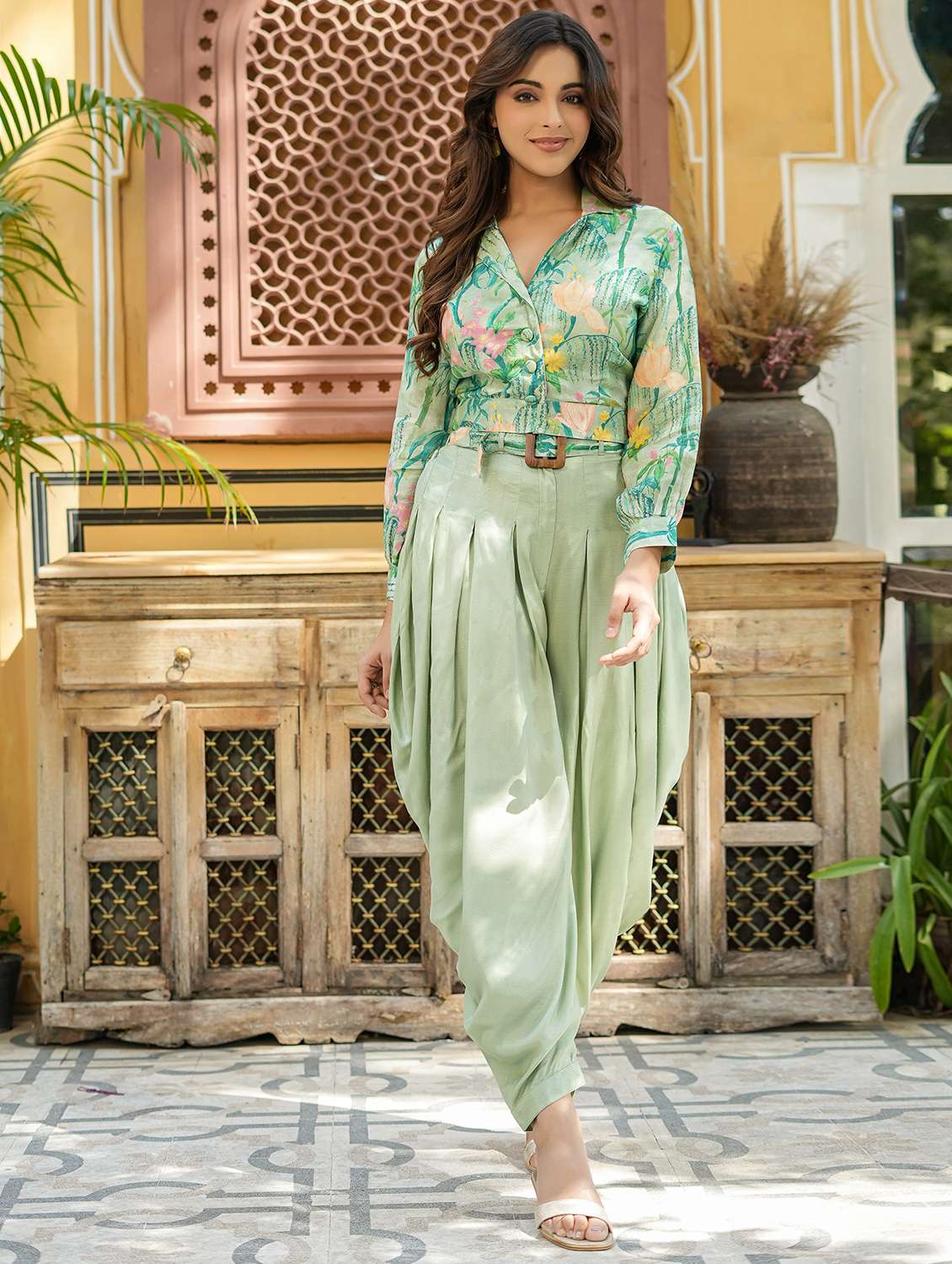 women printed long sleeve ethnic co-ord set - 22177093 -  Standard Image - 4