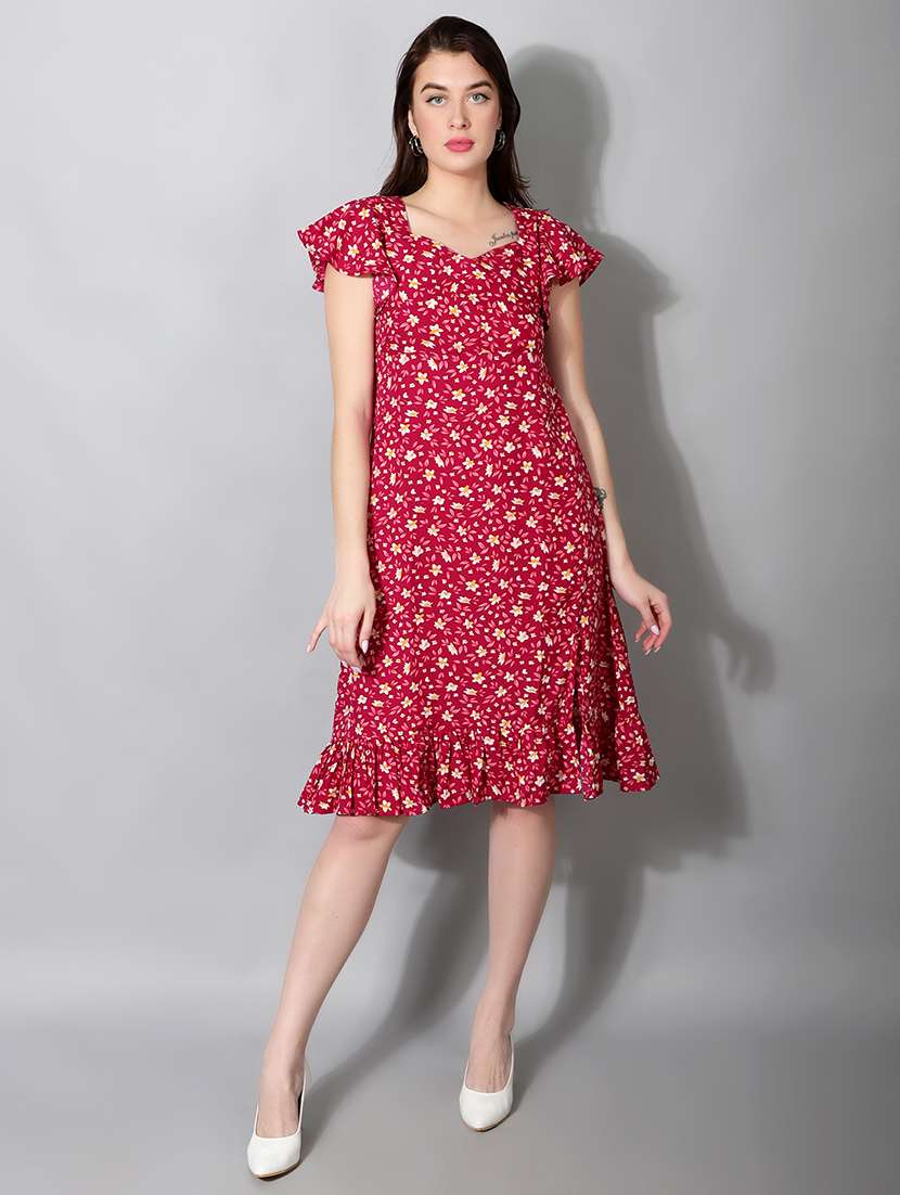 women floral print short sleeve tiered dress - 22177168 -  Standard Image - 1