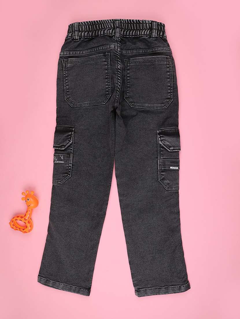 boys solid mid rise denim cargo - 22177208 -  Standard Image - 1
